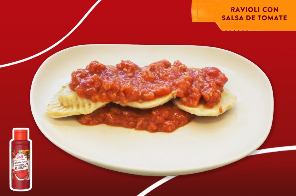 ravioli con salsa de tomate especiada HELA